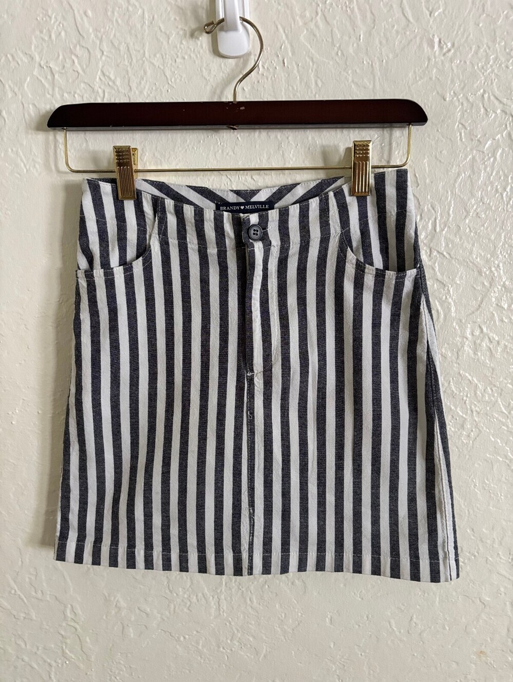 Brandy Melville Kassia Black & White Striped Mini Skirt One Size